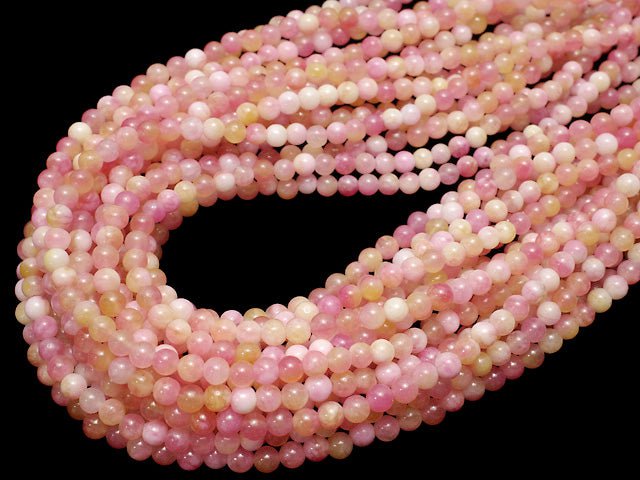 Pink & Yellow Jade Round 4mm 1strand beads (aprx.15inch / 36cm)