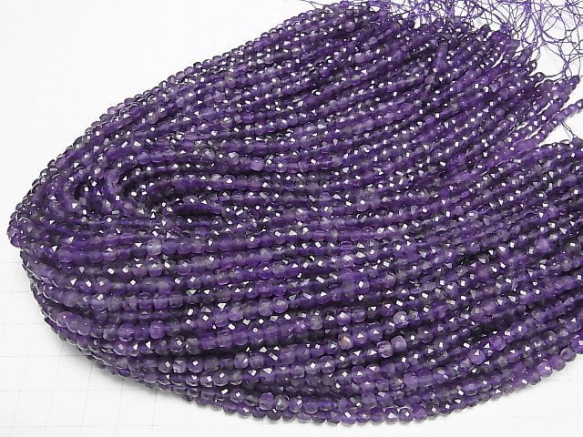 [Video] High Quality!  Amethyst AA++ Cube Shape 4x4x4mm half or 1strand beads (aprx.15inch/38cm)