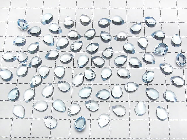 [Video] High Quality Sky Blue Topaz AAA Pear Shape Cabochon 8x6mm 3pcs