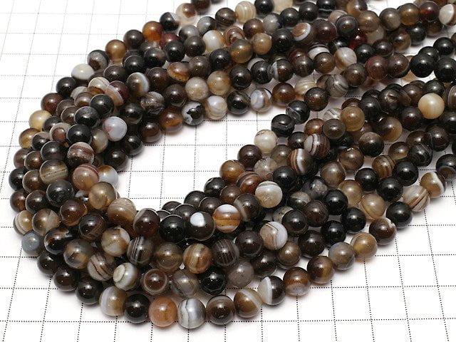 Brown stripe agate AAA Round 8mm 1strand beads (aprx.14inch / 35cm)