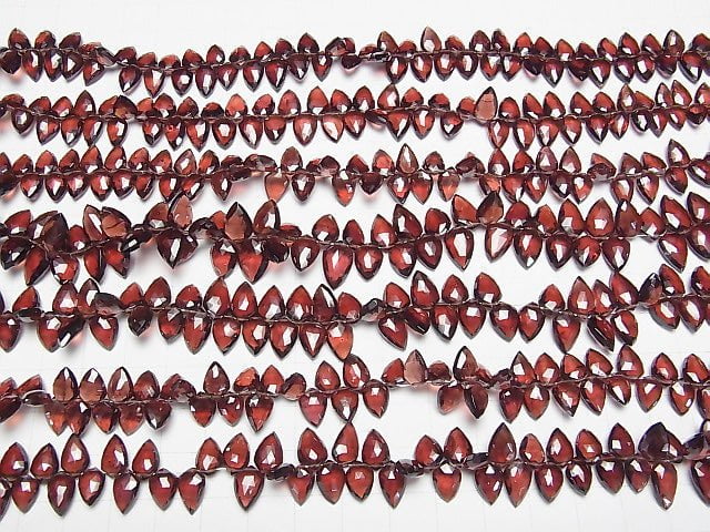 [Video] High Quality Mozambique Garnet AAA- Deformed Pear shape Faceted Briolette half or 1strand beads (aprx.8inch/21cm)