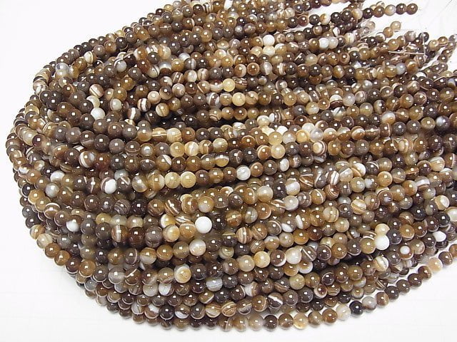 1strand $5.79! Brown stripe agate AAA Round 6mm 1strand beads (aprx.15inch / 36cm)