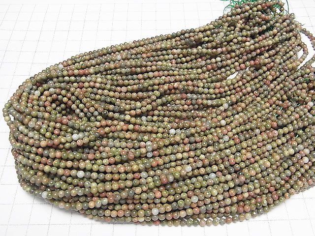 1strand $3.79! Unakite Round 3mm 1strand beads (aprx.15inch / 38cm)