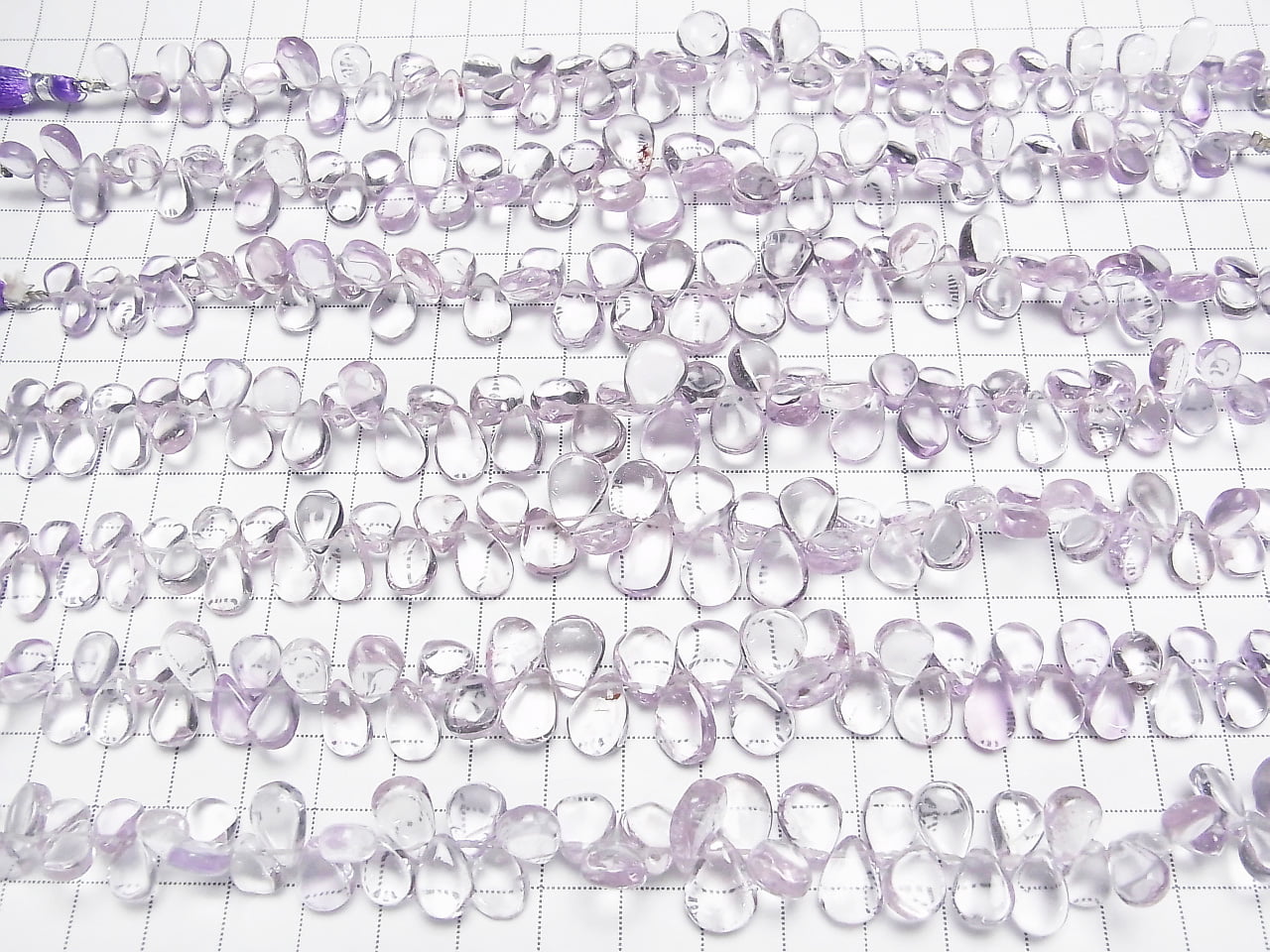 High Quality Pink Amethyst AAA- Pear shape (Smooth) half or 1strand beads (aprx.7inch/18cm)