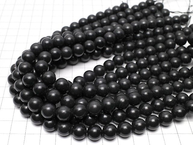 [Video] Rare Stone Russia Shungite AAA Round 10mm half or 1strand beads (aprx.15inch / 36cm)