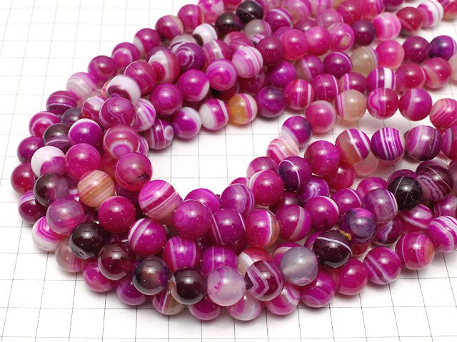 [Video] Pink Stripe Agate Round 12mm 1strand beads (aprx.15inch / 36cm)