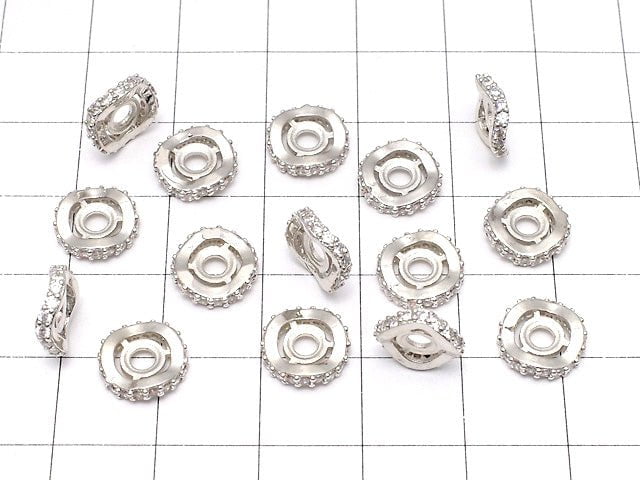 Metal Parts Roundel 9.5x9.5x2.5mm Silver (with CZ) 2pcs $3.79!