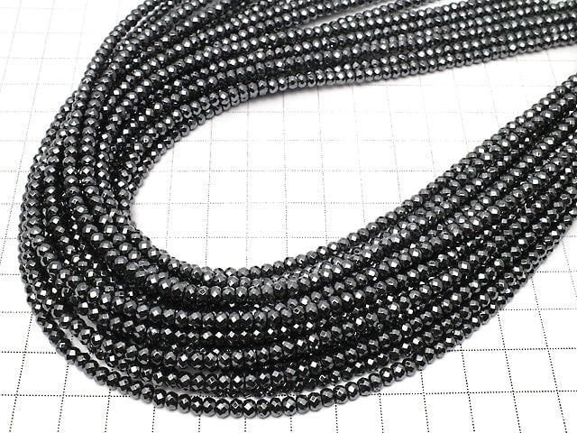[Video] Hematite  Faceted Button Rondelle 4x4mm x3mm  1strand beads (aprx.15inch/38cm)