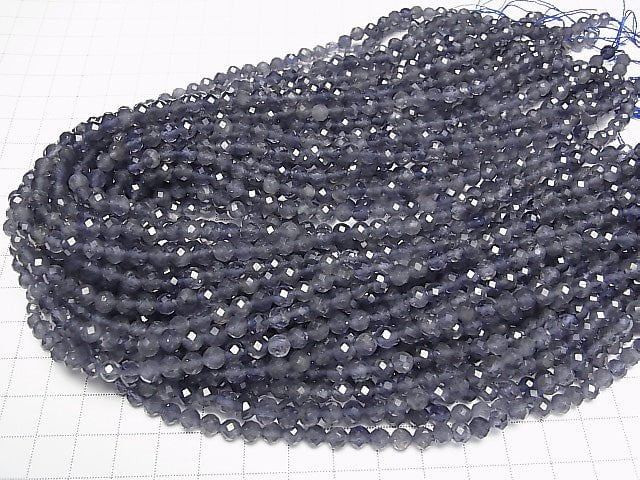 [Video] High Quality!  1strand $12.99! Iolite AA++ Faceted Round 5mm  1strand beads (aprx.15inch/38cm)
