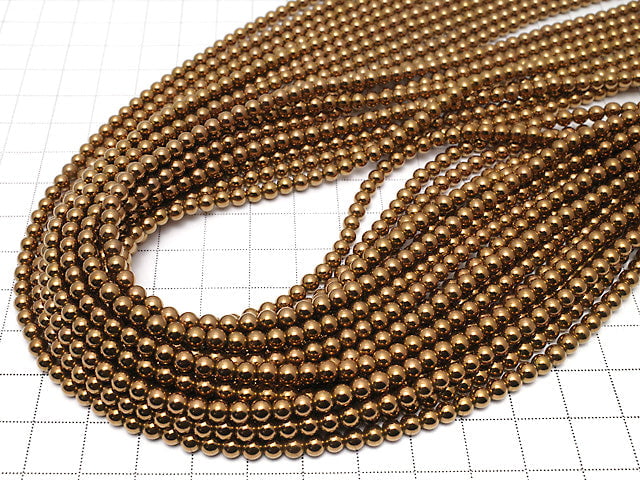 Hematite Round 4mm bronze color coating 1strand beads (aprx.15inch / 37cm)