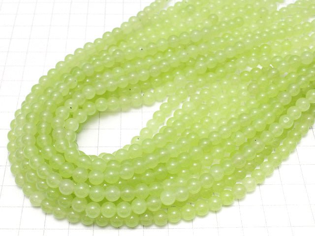 Yellow Green Jade Round 6mm 1strand beads (aprx.15inch/36cm)