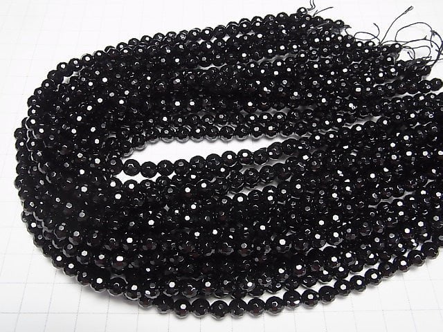 [Video] Onyx  128Faceted Round 6mm 1strand beads (aprx.14inch/35cm)