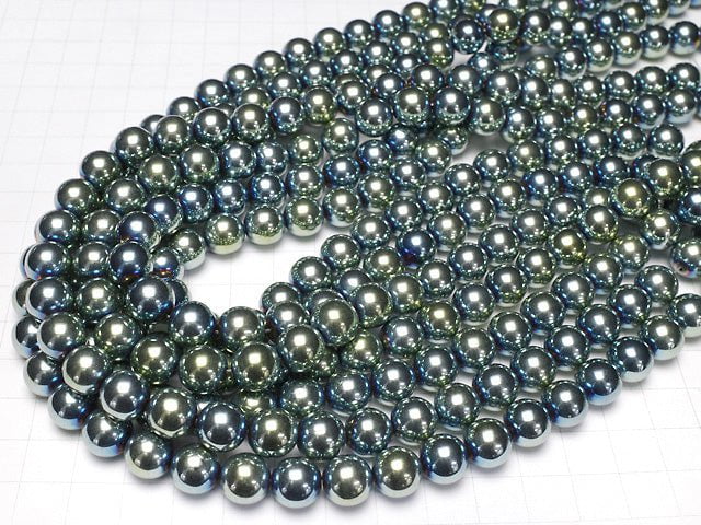 [Video] Hematite Round 10mm metallic green 1strand beads (aprx.15inch / 38cm)