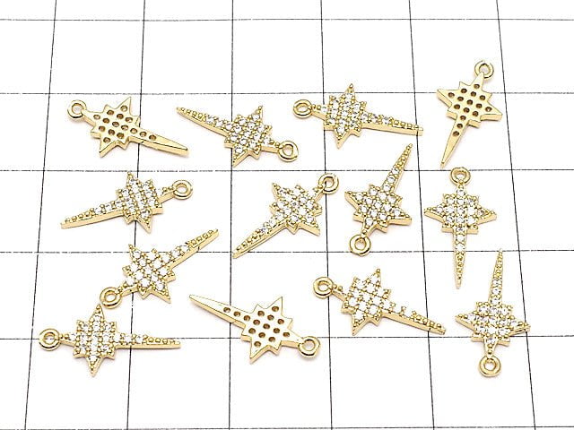 Metal Parts star motif charm 15x8mm Gold color (with CZ) 2pcs $3.59!