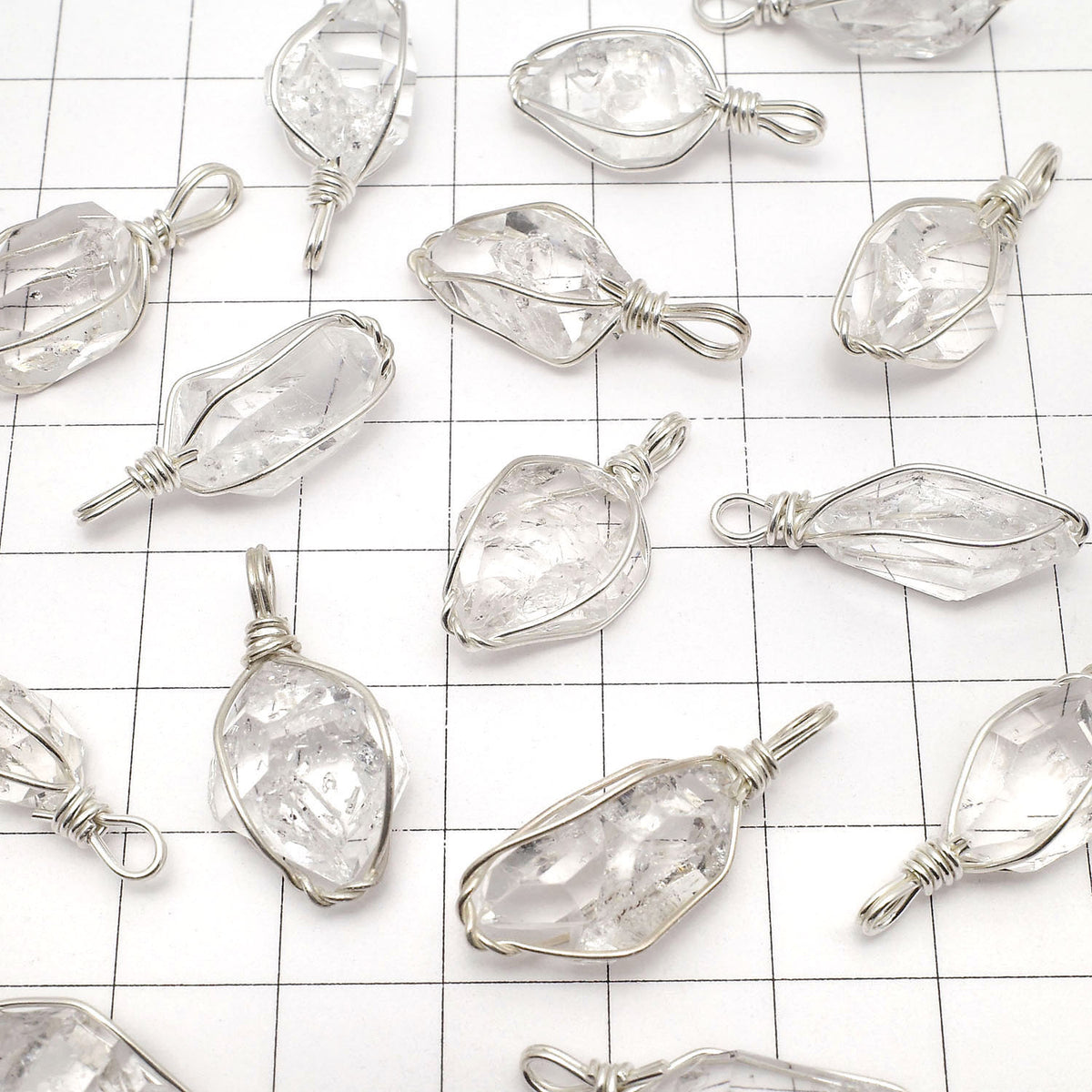 NYHerkimer Diamond AAA Rough Rock Nugget Pendant [L size] Wire frame Silver925 1pc
