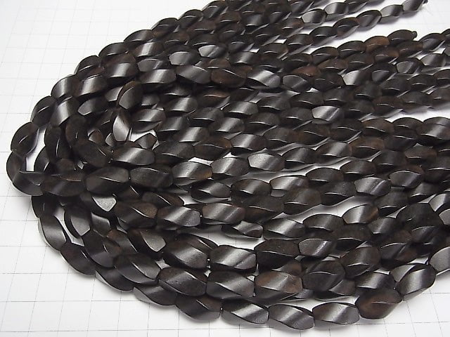 1strand $4.79! Ebony Wood  4Faceted Twist Faceted Rice 15x8x8mm 1strand beads (aprx.15inch/38cm)