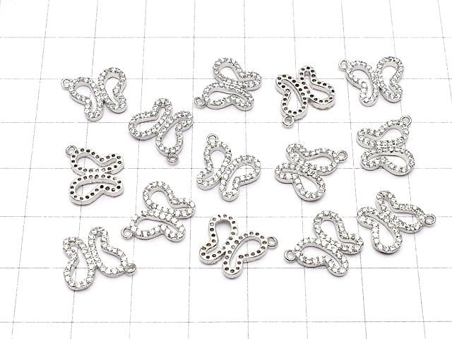 Metal Parts Charm Butterfly 12 x 10 mm Silver Color (with CZ) 1 pc $2.19