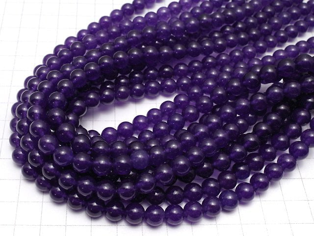 Dark purple color Jade Round 8mm 1strand beads (aprx.15inch/36cm)