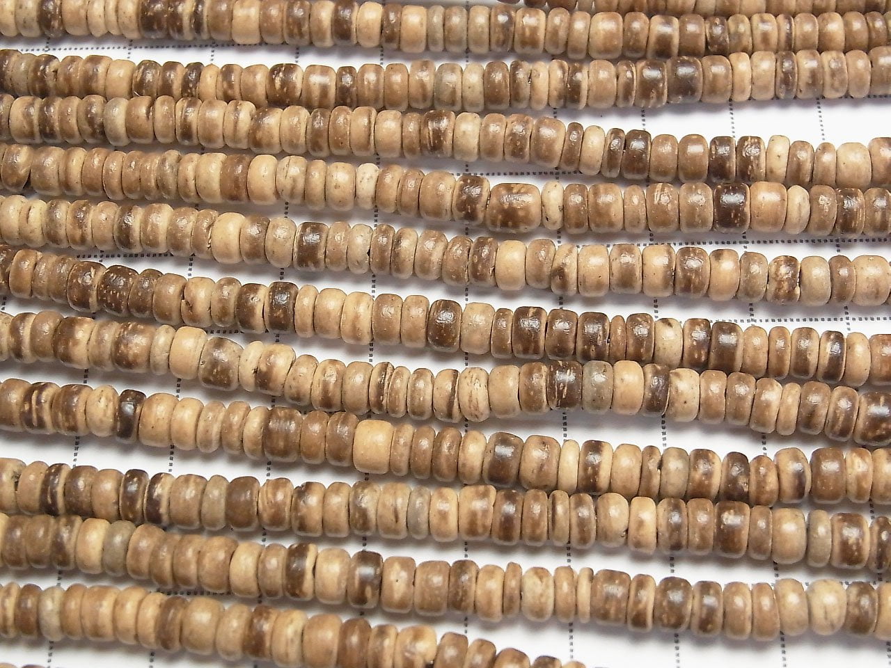 Coconut Rondelle beads 5x5x3mm Beige x Brown 1 strand (approx. 15 inches/37 cm)