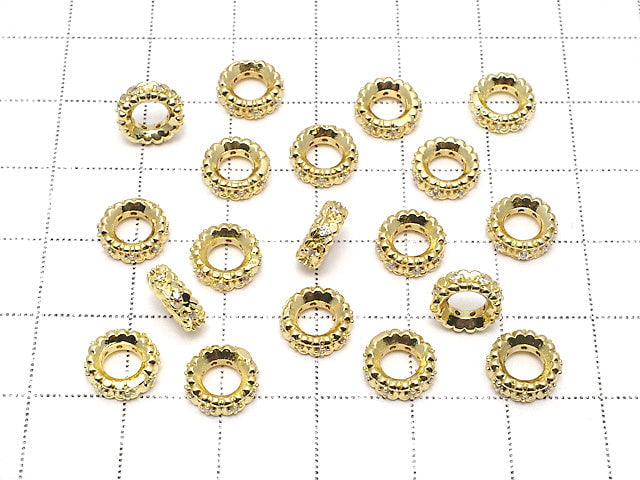 [Video] Metal Rondelle 8x8x3mm Gold (with CZ) 2pcs