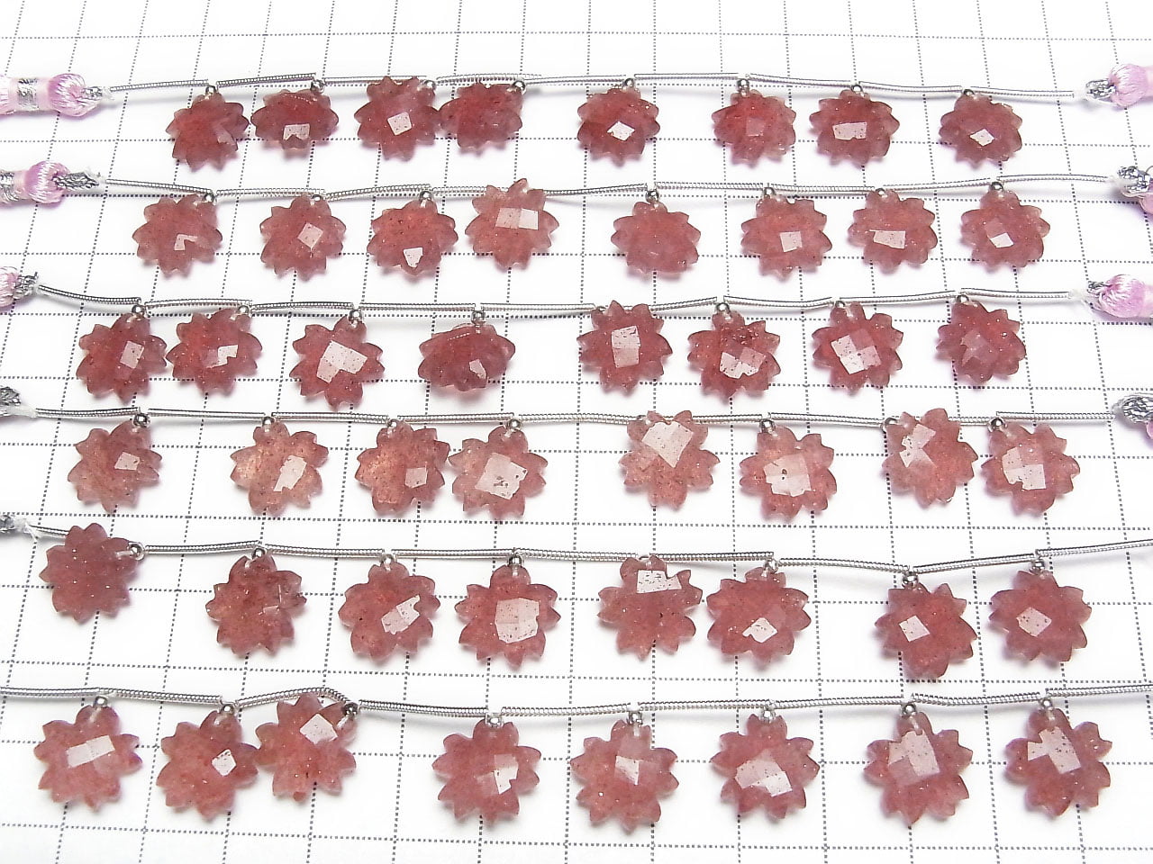 High Quality Pink Epidote AA++ Flower Shape 1strand beads (6pcs)