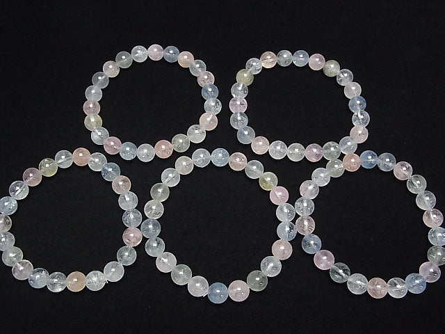 [Video] Beryl Mix (Multicolor Aquamarine) AAA Round 8.5mm Bracelet