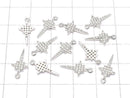 Metal Parts star motif charm 15x8mm Silver color (with CZ) 2pcs $3.59!