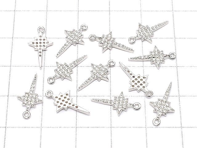 Metal Parts star motif charm 15x8mm Silver color (with CZ) 2pcs $3.59!