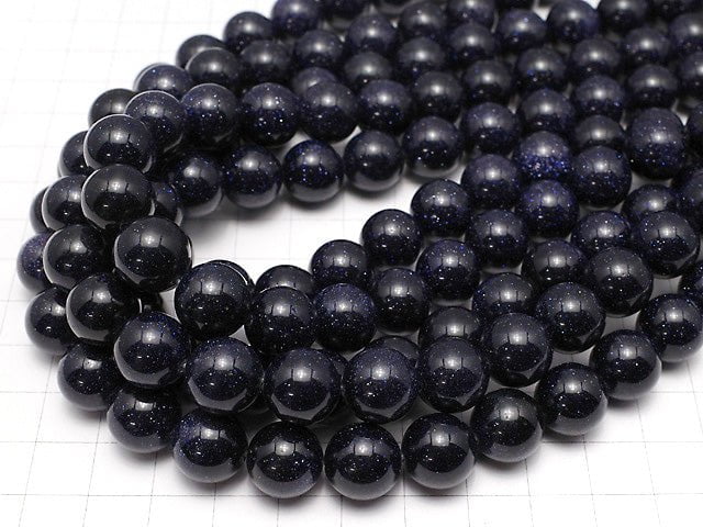 [Video] Blue Golden Sand Stone  Round 12mm 1strand beads (aprx.15inch/37cm)