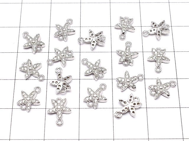Metal Parts Joint Parts Flower 9 x 7.5 Silver Color (with CZ) 1 pc $1.99