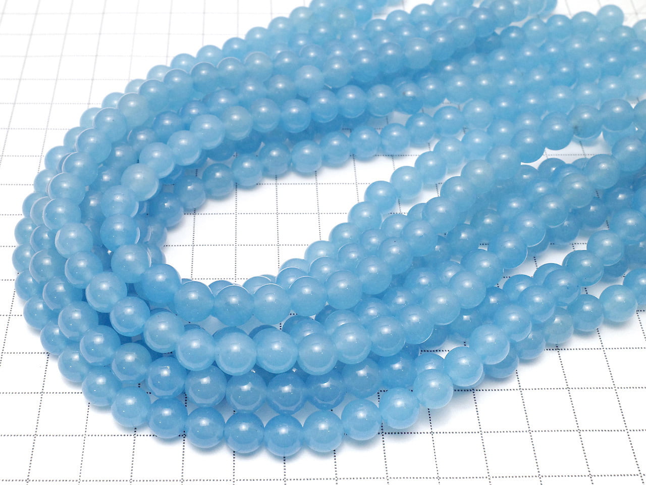 Perles rondes en jade bleu 8 mm, 1 fil (environ 37 cm)