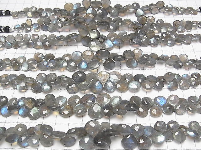[Video] High Quality Labradorite AAA Chestnut  Faceted Briolette  1/4 or 1strand beads (aprx.7inch/17cm)