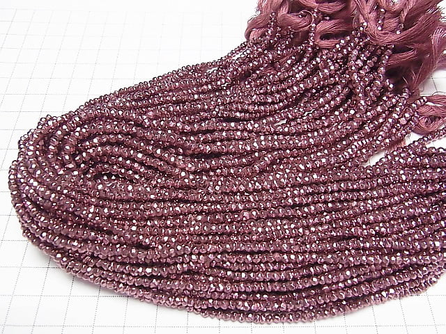 [Video] 1strand $12.99! Pyrite AAA Metallic Bordeaux Color Coating Faceted Button Rondelle 1strand beads (aprx.13inch / 32cm)