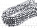 Magnetic! Hematite Round 8mm Silver coating 1strand beads (aprx.15inch / 38cm)