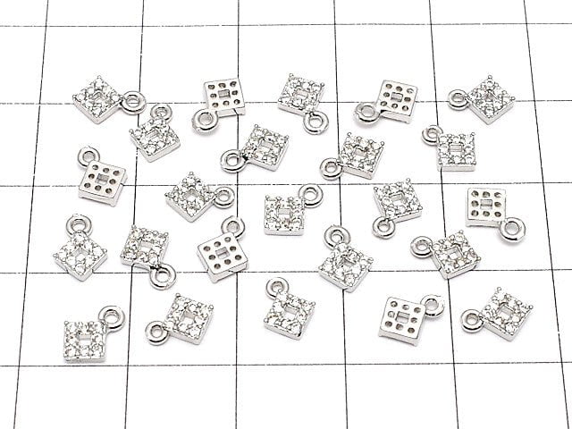 Metal Parts charm with CZ  Diamond Shape 5x5mm silver color 2pcs $1.99!