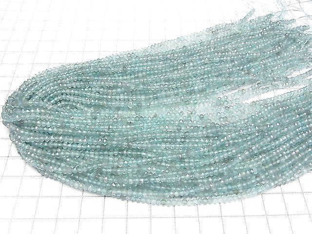 [Video] High Quality! Apatite AA++ Small Size Faceted Button Rondelle 3x3x2mm 1strand beads (aprx.15inch / 37cm)