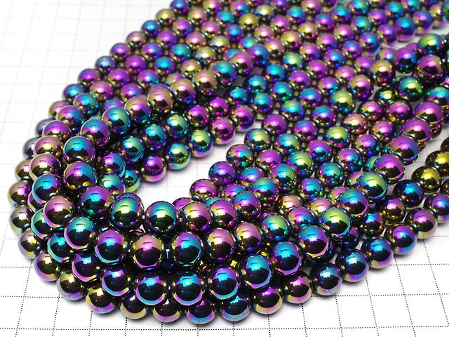 [Video] Hematite Round 10mm Metallic Coating 1strand beads (aprx.15inch/38cm)