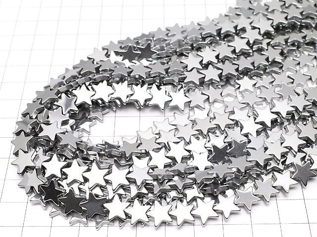 Hematite Star 10x10x2mm Silver Coating 1strand beads (aprx.15inch/38cm)