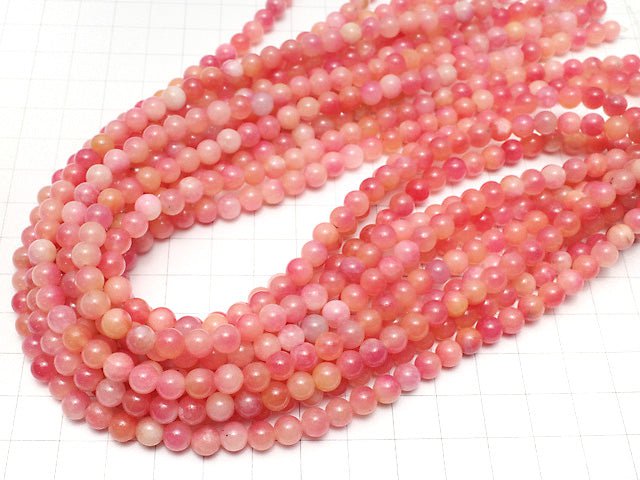 Pink & Yellow Jade Round 6mm 1strand beads (aprx.15inch / 36cm)