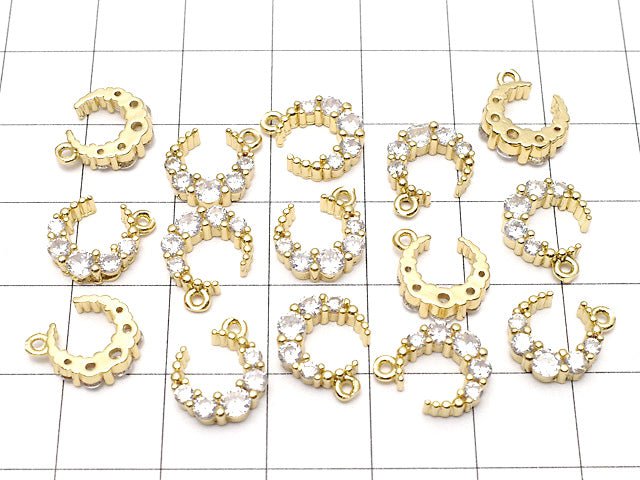 Metal Parts Crescent Charm Gold Color (with CZ) 2pcs