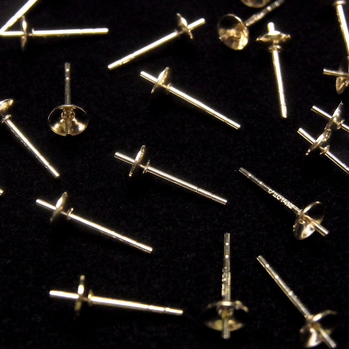 14KGF 直連式耳釘耳環 [3mm][4mm] 卡槽 2件 1對