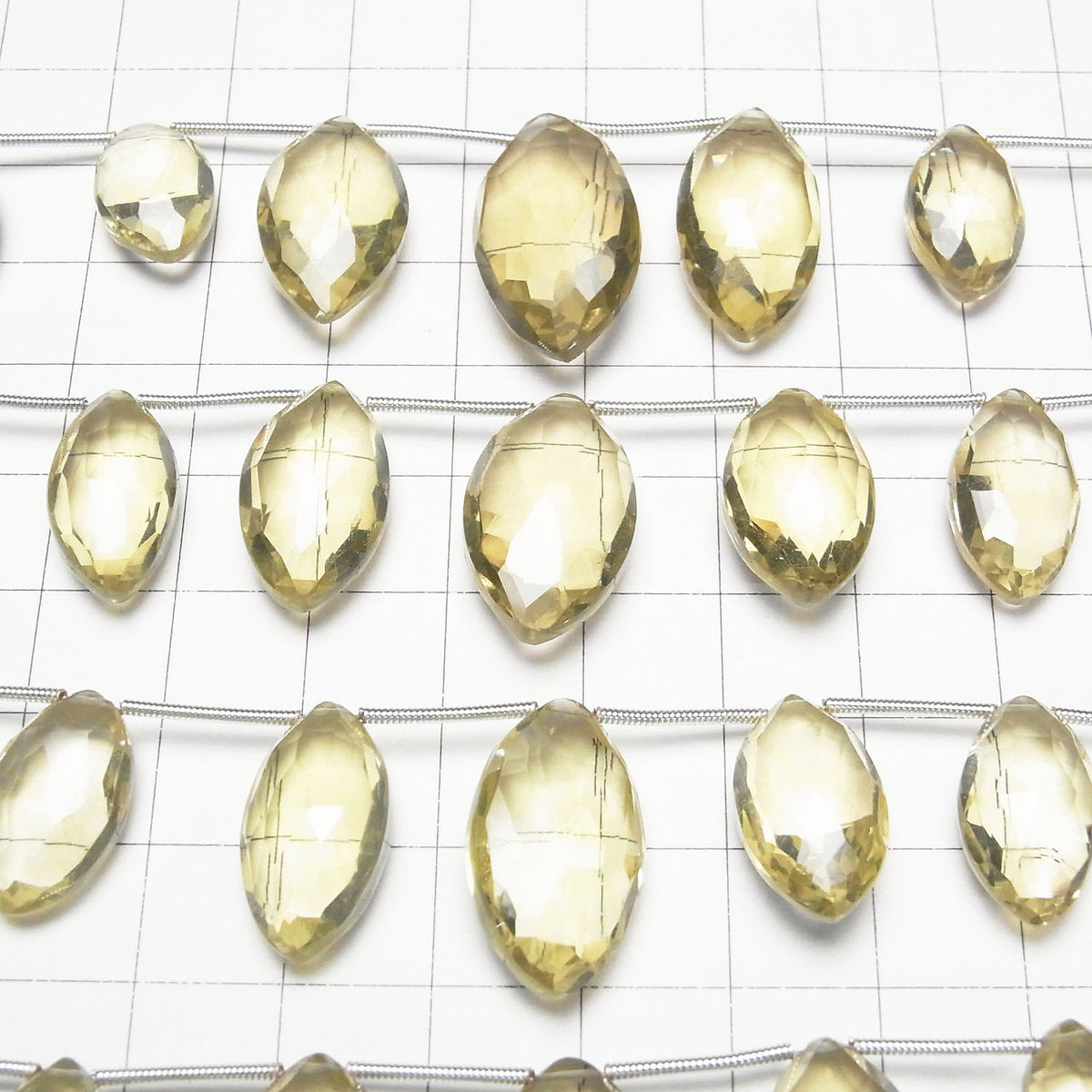 High Quality Lemon Quartz AAA Marquise Faceted Briolette 1strand beads (9pcs )