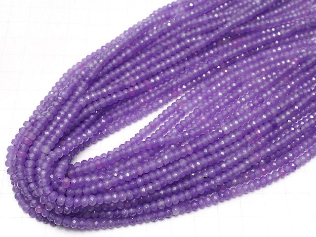 Light purple color Jade Faceted Button Roundel 4x4x2mm 1strand beads (aprx.14inch / 34cm)