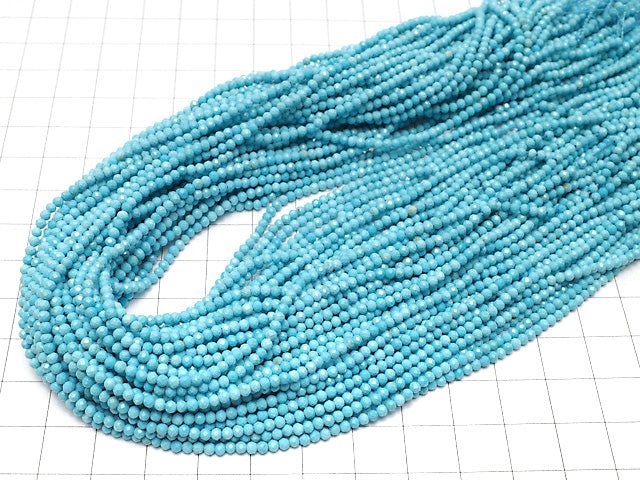 [Video] Magnesite Turquoise  Faceted Round 2mm  1strand beads (aprx.15inch/37cm)