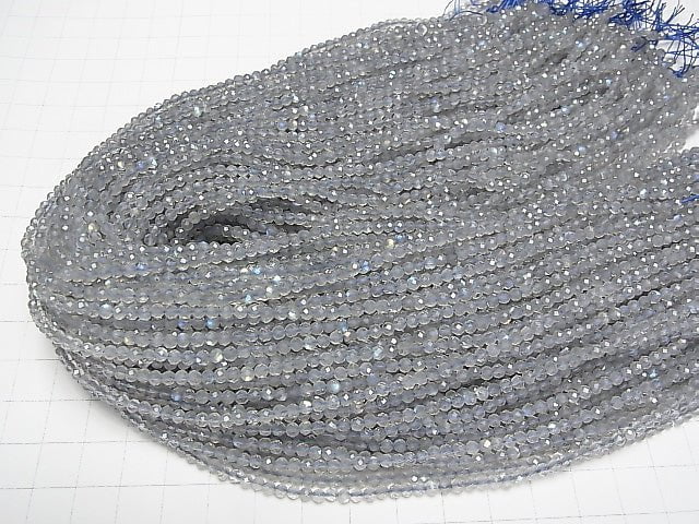 [Video] High Quality! Labradorite AA++ Small Size Faceted Round 3mm 1strand beads (aprx.15inch / 36cm)