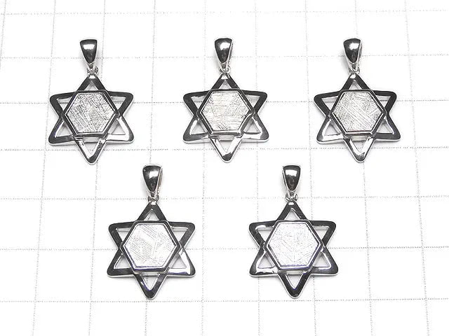 Meteorite (Muonionalusta ) Hexagram Pendant 18x16mm Silver925