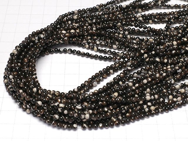 [Video]  Mother of Pearl MOP Brown Round 3mm 1strand beads (aprx.15inch / 38cm)