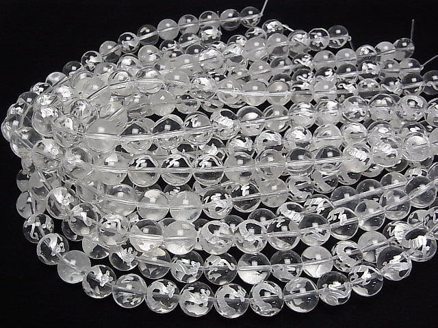 [Video] White! Tiger (Four Divine Beasts) Carving! Crystal AAA Round 10,12,14,16mm half or 1strand beads (aprx.14inch/35cm)