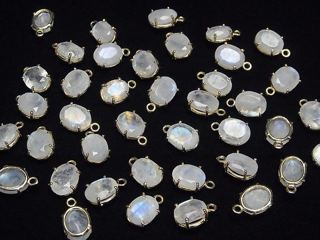 [Video] High Quality Rainbow Moonstone AA++ Bezel Setting Oval Faceted 9x7mm 18KGP 2pcs $8.79!