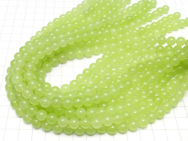 Yellow Green Jade Round 8mm 1strand beads (aprx.15inch/36cm)